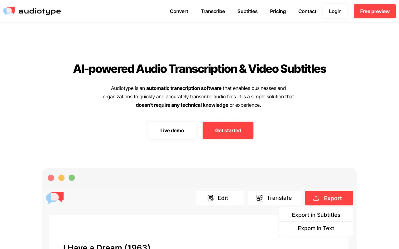 Audiotype screenshot